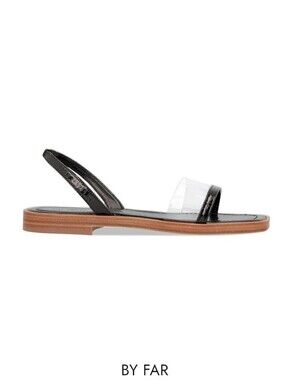 NWOT BY FAR Vera Sandals Sz 10 US / 41 EUR Black Leather Clear PVC Minimalist
